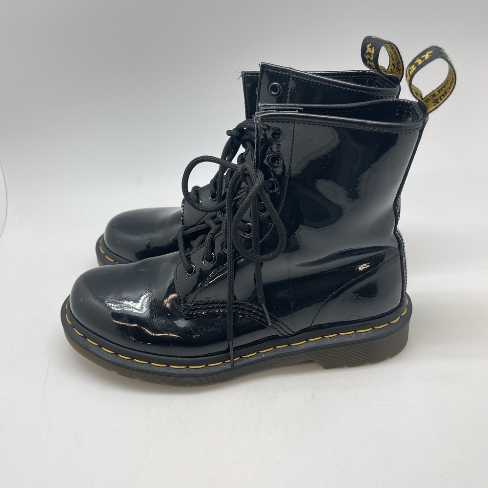 Dr. Martens Black Patent Lace-Up Ankle Boots - Picture 3 of 10